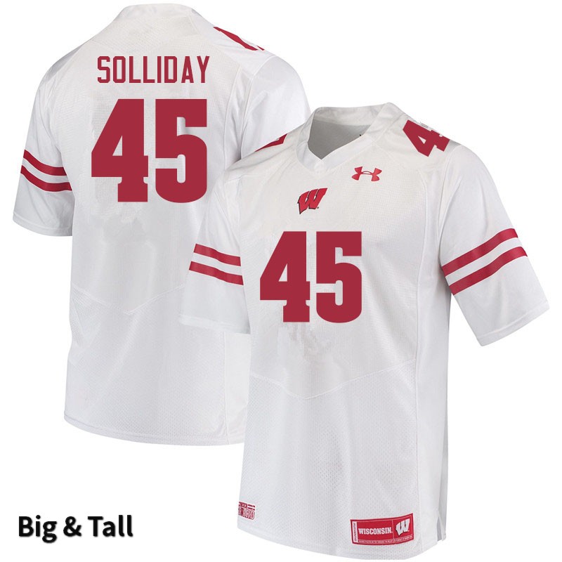 Wisconsin Badgers Men's #45 Garrison Solliday NCAA Under Armour Authentic White Big & Tall College Stitched Football Jersey AC40J41DE